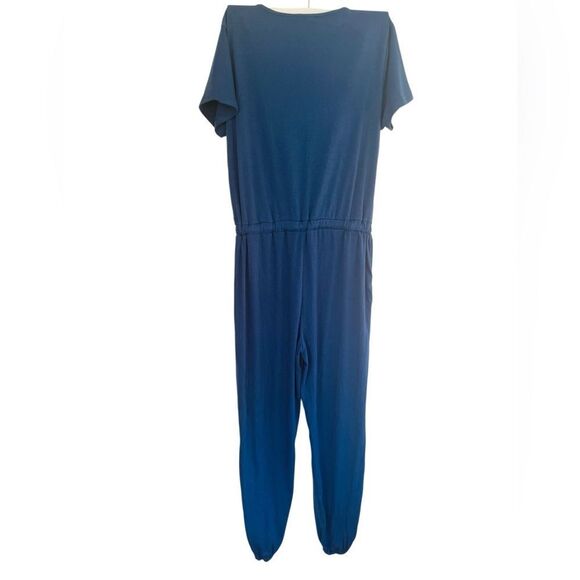 Pretty Garden faux wrap style drawstring waist navy  Jumpsuit size medium - Picture 3 of 5